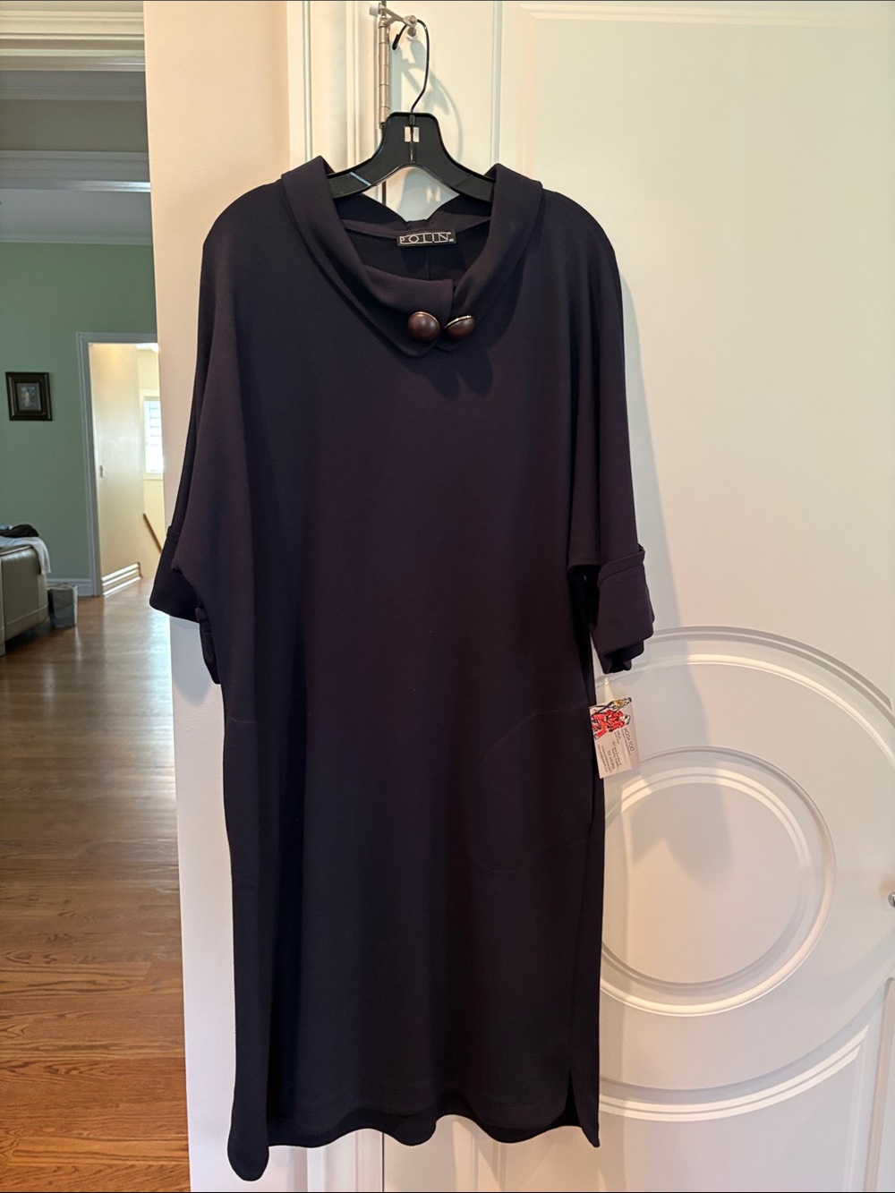 Cathy Daniels Navy Shift Dress with Button Collar Detail
